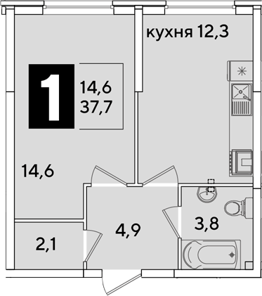 1-комн. квартира, 37.7 м² в ЖК Самолет — фото 2