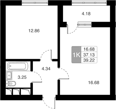 1-комн., 37.13 м², 9/20 этаж, ЖК «Химки Тайм»