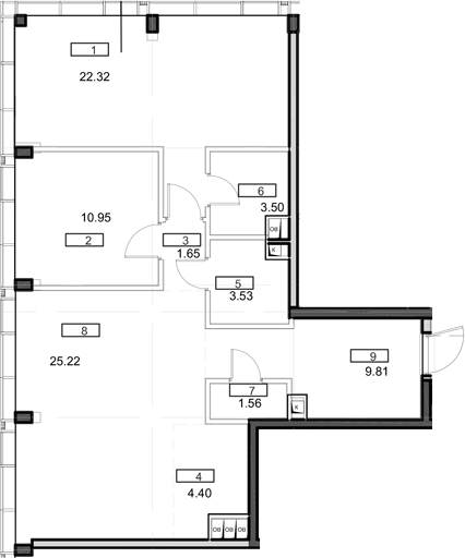 3-комн., 82.94 м², 51/55 этаж, ЖК «Мод»