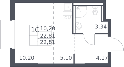Студия, 22.81 м², 13/17 этаж, ЖК «Пригород Лесное»