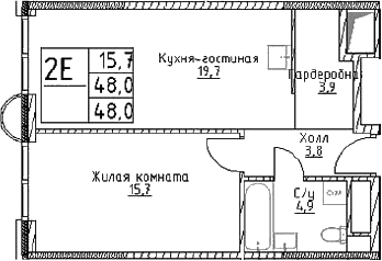 2-комн., 48 м², 29/29 этаж, ЖК «Наметкин Тауэр»