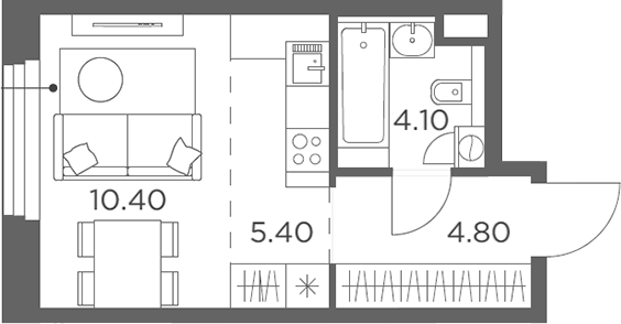 Студия, 24.7 м², 8/20 этаж, ЖК «Белый Град»