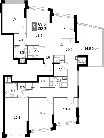 4+ комнаты, 127.6 м², 29/29 этаж, ЖК «Роттердам»