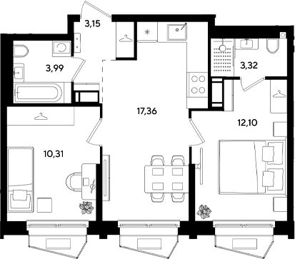 Продается 3-комн. квартира, 50.23 м²
