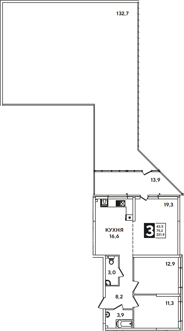 3-комн. квартира, 75.2 м² в ЖК Самолет — фото 2