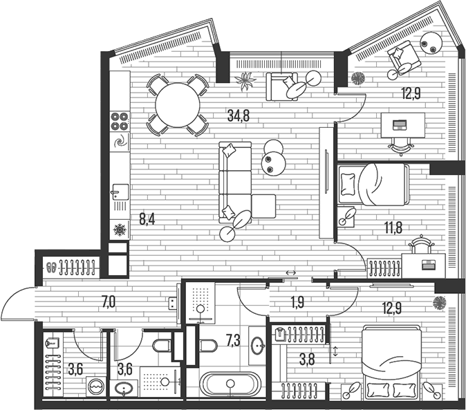 4+ комнаты, 108 м², 8/39 этаж, ЖК «HIGH LIFE»