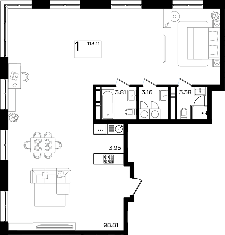 Квартира квартира, 112.95 м² в ЖК Патрики — фото 2