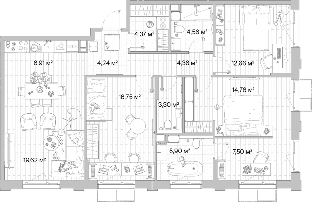 4+ комнаты, 104.93 м², 10/10 этаж, ЖК «МЫС»
