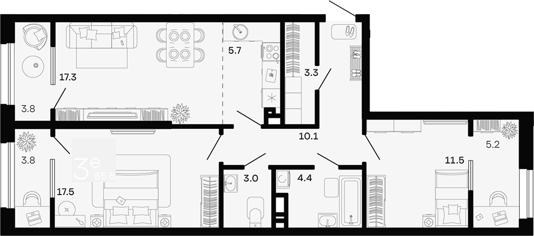 3-комн. квартира, 72.8 м² в ЖК Хозяин Морей — фото 2