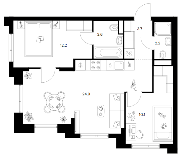 2-комн., 56.7 м², 17/28 этаж, ЖК «Зеленый парк»