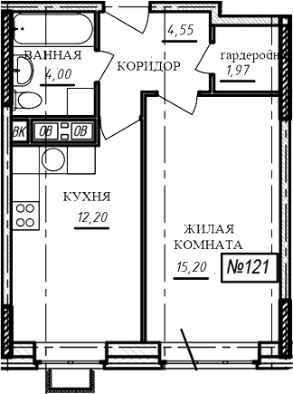 1-комн., 37.9 м², 9/16 этаж, ЖК «Краснофлотский»