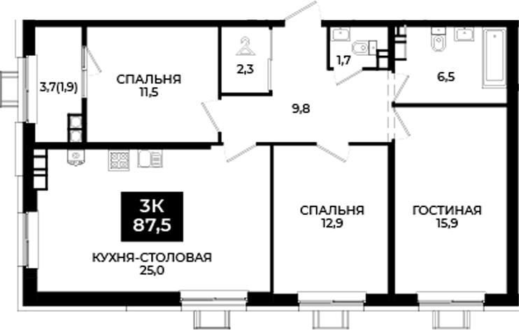 4-комн. Первый. ГК ЮгСтройИнвест