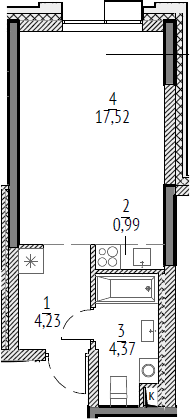 Студия, 27.11 м², 5/21 этаж, ЖК «N'ICE LOFT»