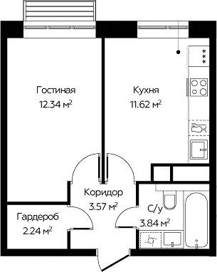 1-комн. Новоград Павлино