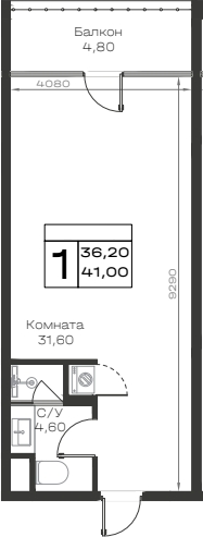 Студия, 36.2 м², 6/9 этаж, ЖК «Хако»