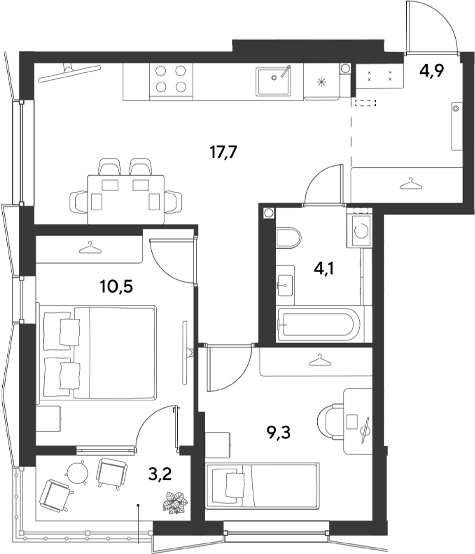 Продается 2-комн. квартира, 46.5 м²