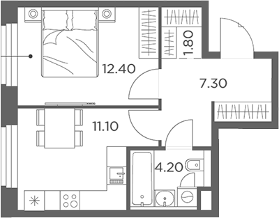 1-комн., 36.8 м², 3/17 этаж, ЖК «Белый Град»