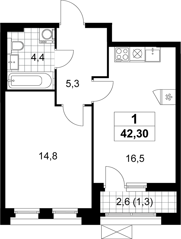 2-комн., 41 м², 10/10 этаж, ЖК «Прокшино»
