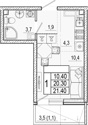 Продается 1-комн. квартира, 20.3 м²