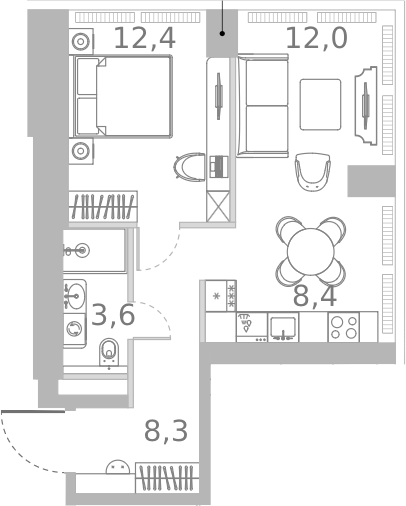 2-комн., 44.7 м², 2/45 этаж, ЖК «Ривер Парк Кутузовский»