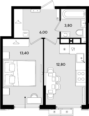 1-комн. квартира, 36 м² в ЖК Порто-Ново — фото 2