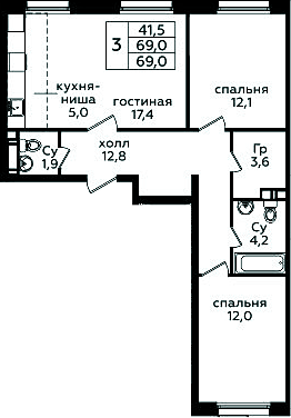 3-комн. ЭкоБунино