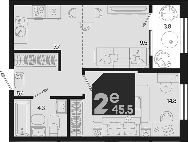 2-комн. квартира, 41.7 м² в ЖК Первое место — фото 2