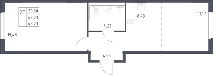 2-комн., 48.23 м², 8/17 этаж, ЖК «Пригород Лесное»