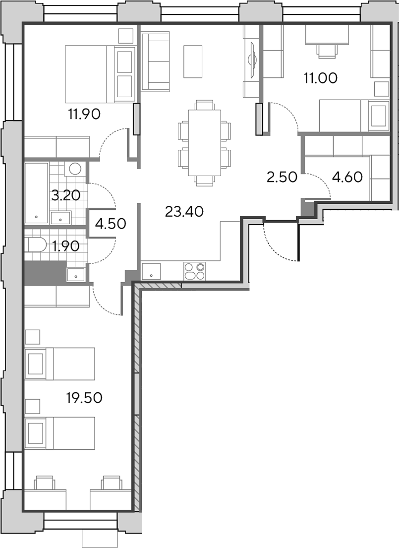 4+ комнаты, 82.5 м², 4/9 этаж, ЖК «Вейв»