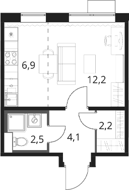Студия, 27.9 м², 5/16 этаж, ЖК «1-й Шереметьевский»