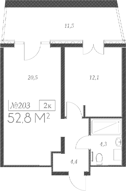2-комн. квартира, 41.3 м² в ЖК Морелло — фото 2