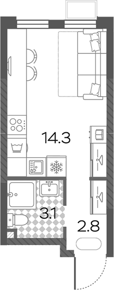 Студия, 20.2 м², 21/24 этаж, ЖК «Лучи»
