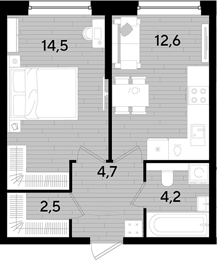 1-комн. квартира, 38.5 м² в ЖК DОГМА ПАРК — фото 2