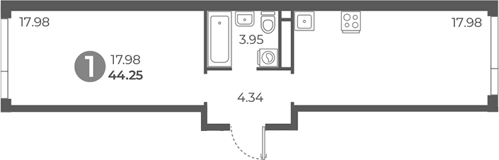 1-комн., 44.25 м², 11/20 этаж, ЖК «Нижегородская от Гранель»