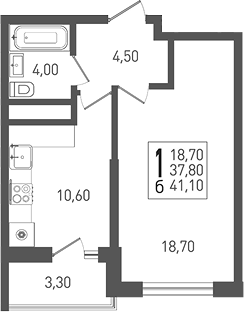 1-комн. квартира, 37.8 м² в ЖК ЖК «Кубанская Крепость» — фото 2