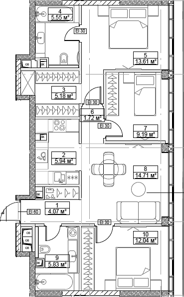 4+ комнаты, 77.84 м², 43/49 этаж, ЖК «Сити Бэй»