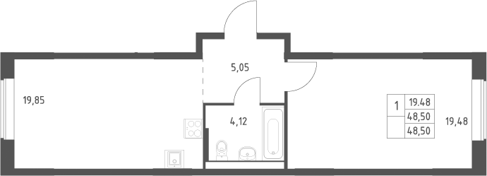 2-комн., 48.5 м², 11/12 этаж, ЖК «Большое Юрлово»
