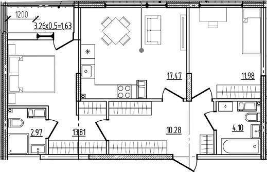 2-комн. квартира, 60.61 м² в ЖК Моренуар — фото 2