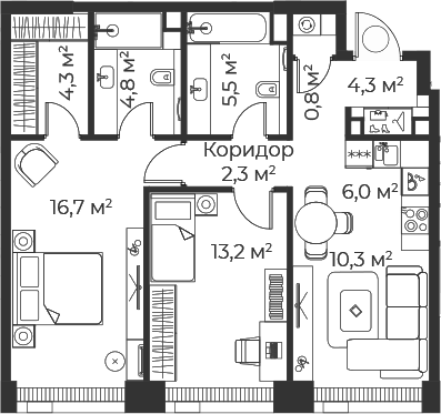 3-комн. Веер