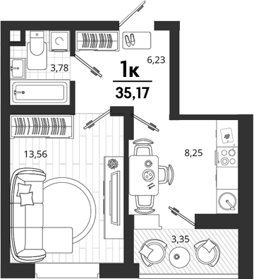 Продается 1-комн. квартира, 31.82 м² — фото 2