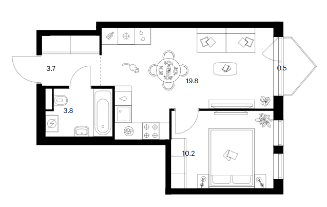 1-комн., 37.5 м², 7/30 этаж, ЖК «Строгино 360»