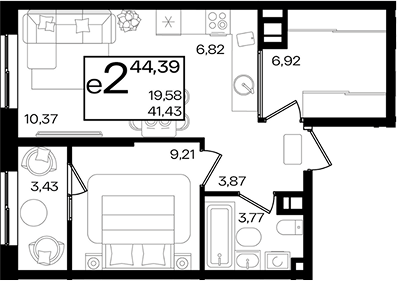 2-комн. квартира, 41.88 м² в ЖК Патрики — фото 2