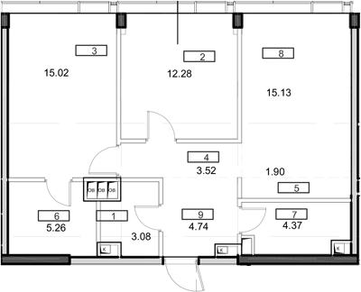 3-комн., 66.5 м², 51/55 этаж, ЖК «Мод»