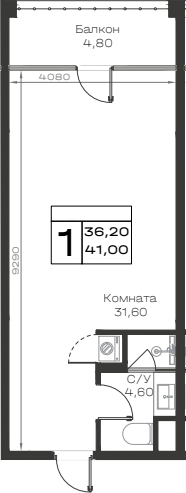 Студия, 36.2 м², 3/9 этаж, ЖК «Хако»