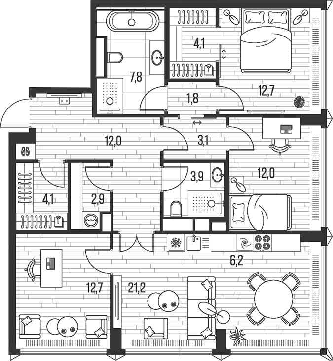 4+ комнаты, 104.5 м², 15/26 этаж, ЖК «HIGH LIFE»