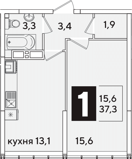 1-комн. квартира, 37.3 м² в ЖК Самолет — фото 2