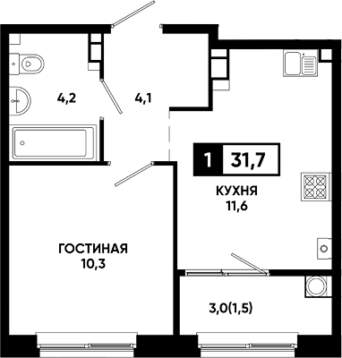 1-комн. Резиденция Софи