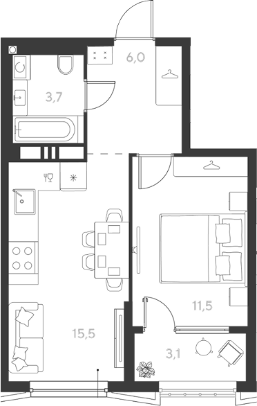 Продается 1-комн. квартира, 36.7 м²