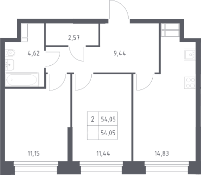 3-комн., 54.05 м², 17/23 этаж, ЖК «Тропарево Парк»