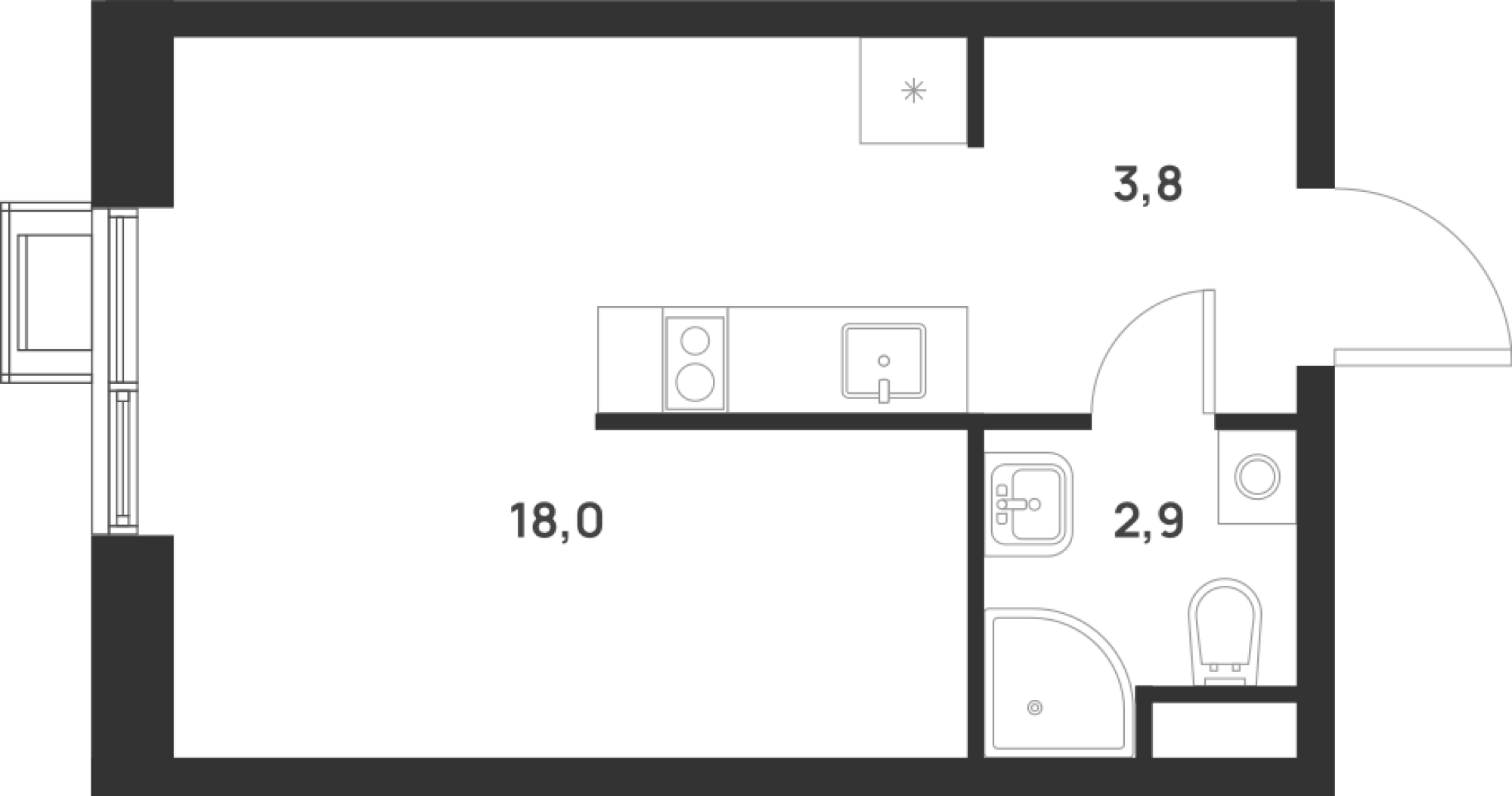Студия, 24.7 м², 17/17 этаж, ЖК «Форевиль»